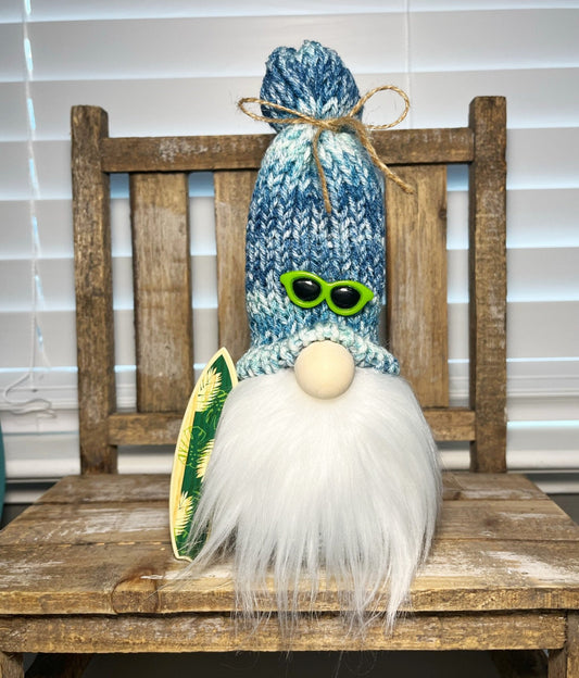 Surf's Up Farmhouse Gnome / Tiered Tray Decor / Rustic Gnome / Sandy beach Gnome