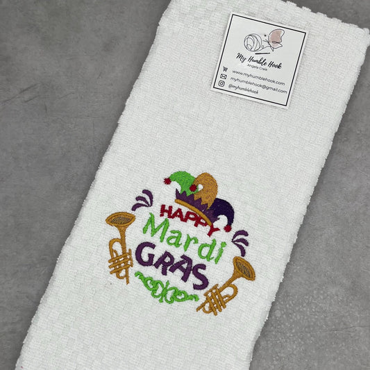 Happy Mardi Gras Kitchen Towel / Fat Tuesday Decorative Towel / New Orleans Party Hand Towel